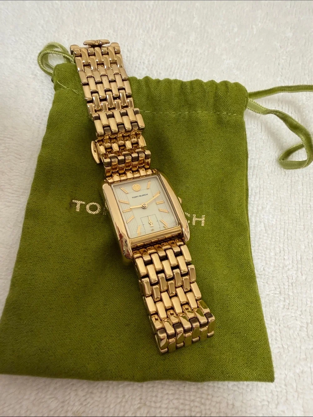 Tory Burch Rose Gold-Tone Rectangular Bracelet Watch